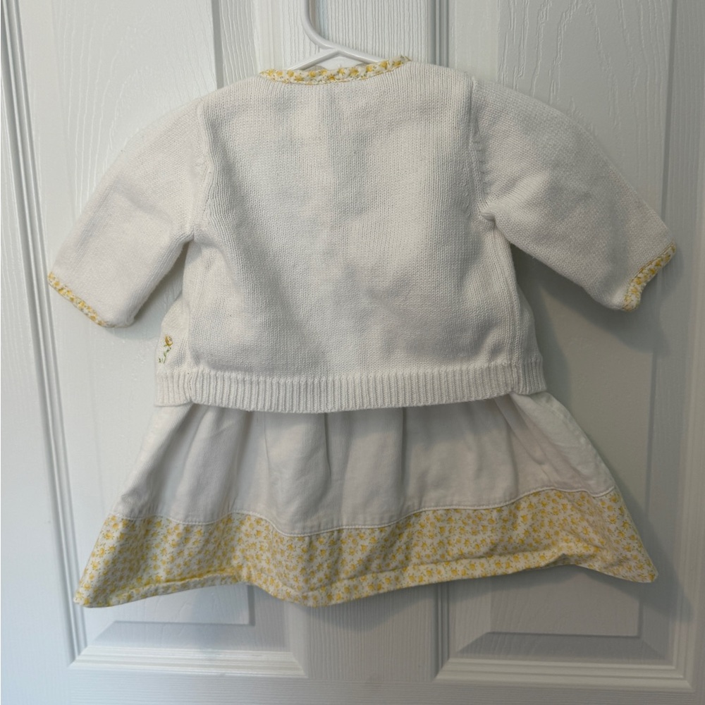 Carter's White Baby Dress and Cardigan Set with Yellow Trim - Picture 2 of 3